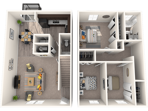 Floor plan for 3 beds, 1.5 baths, 1112 sqft